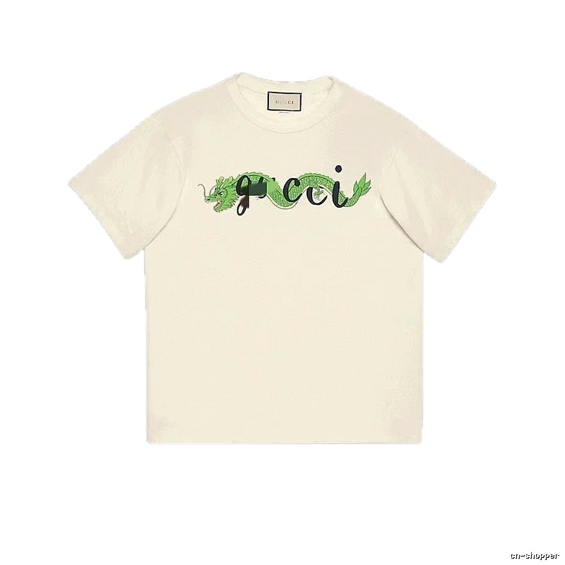 Gucci Year of the Dragon Collection Vintage Style Off-White Short Sleeve T-Shirt