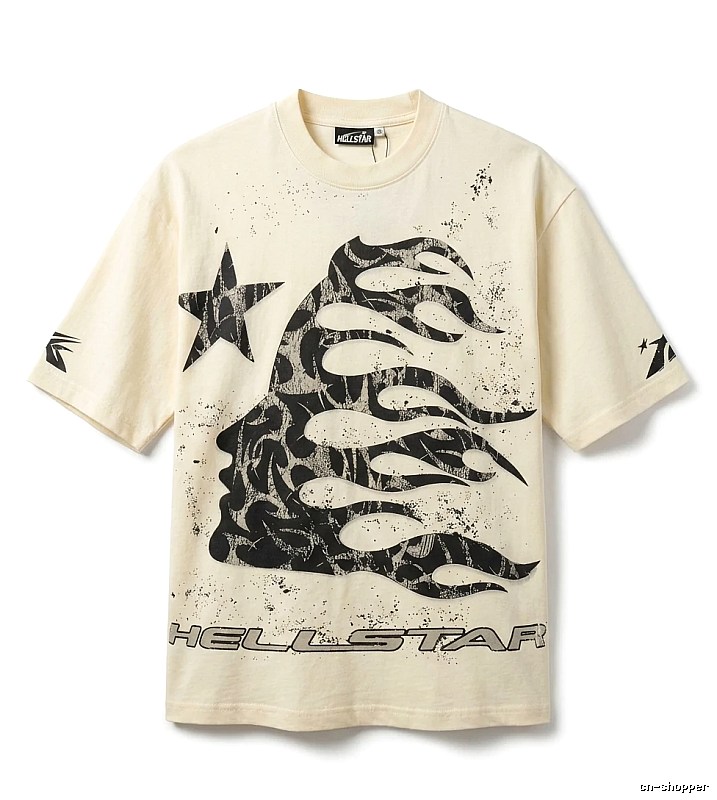 Hellstar Flame Wind Beige T-shirt