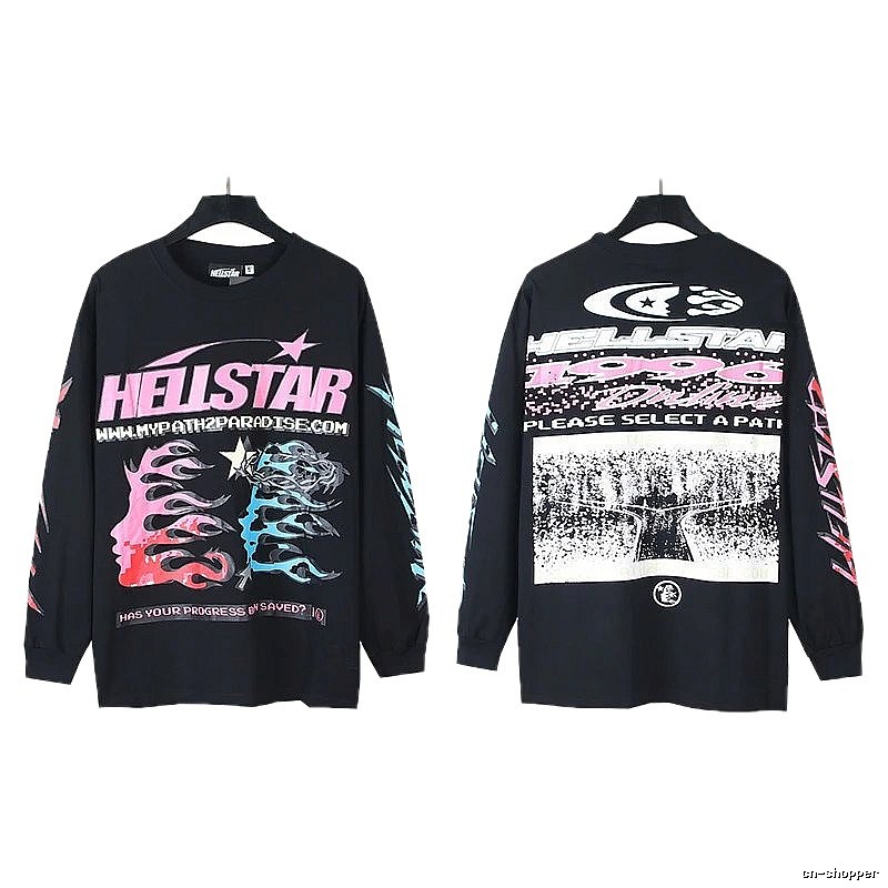 Hellstar Printed Trendy Black Long-Sleeve