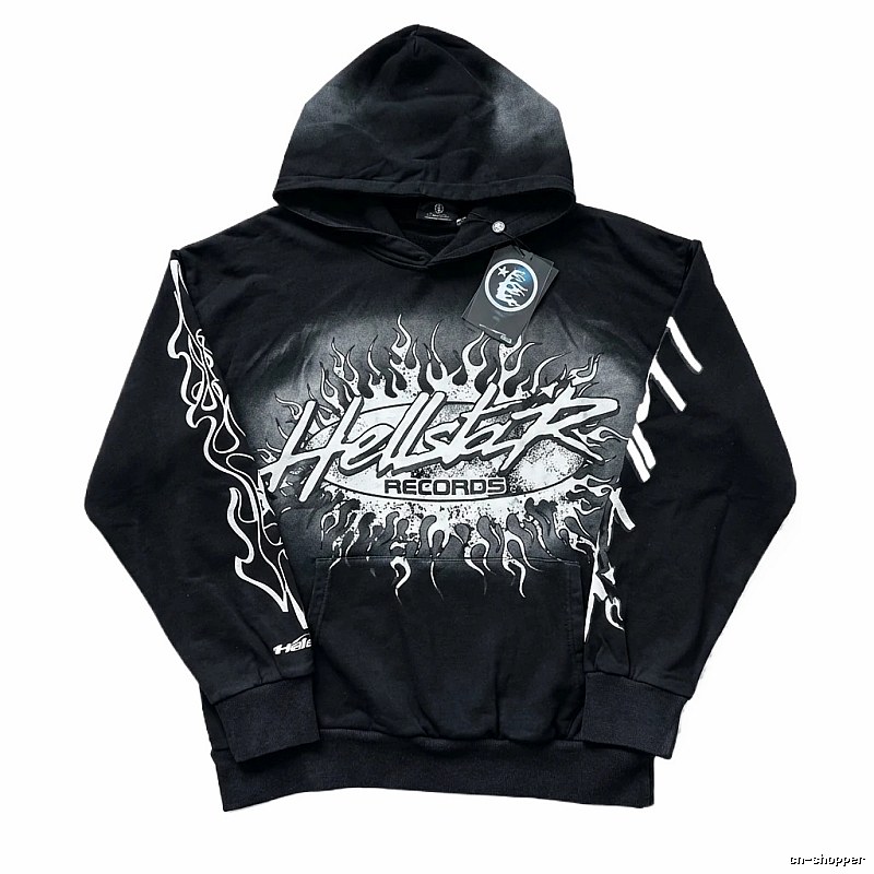 Hellstar Records Flame Wind Black Hoodie