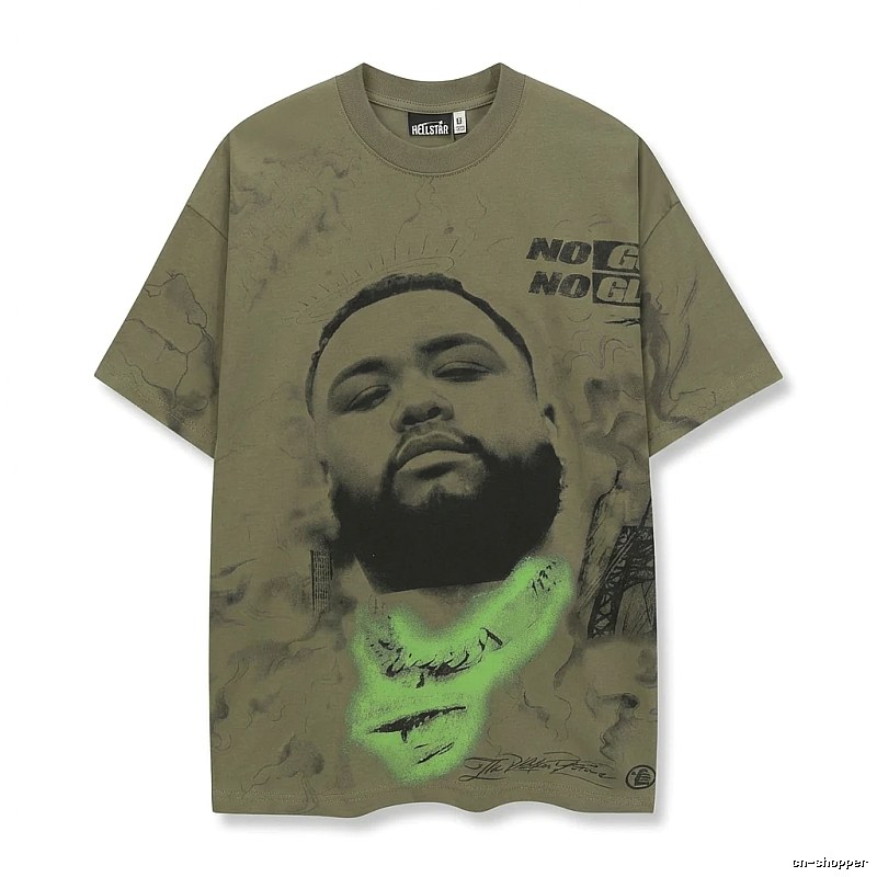 Hellstar Retro Style Olive Green T-shirt