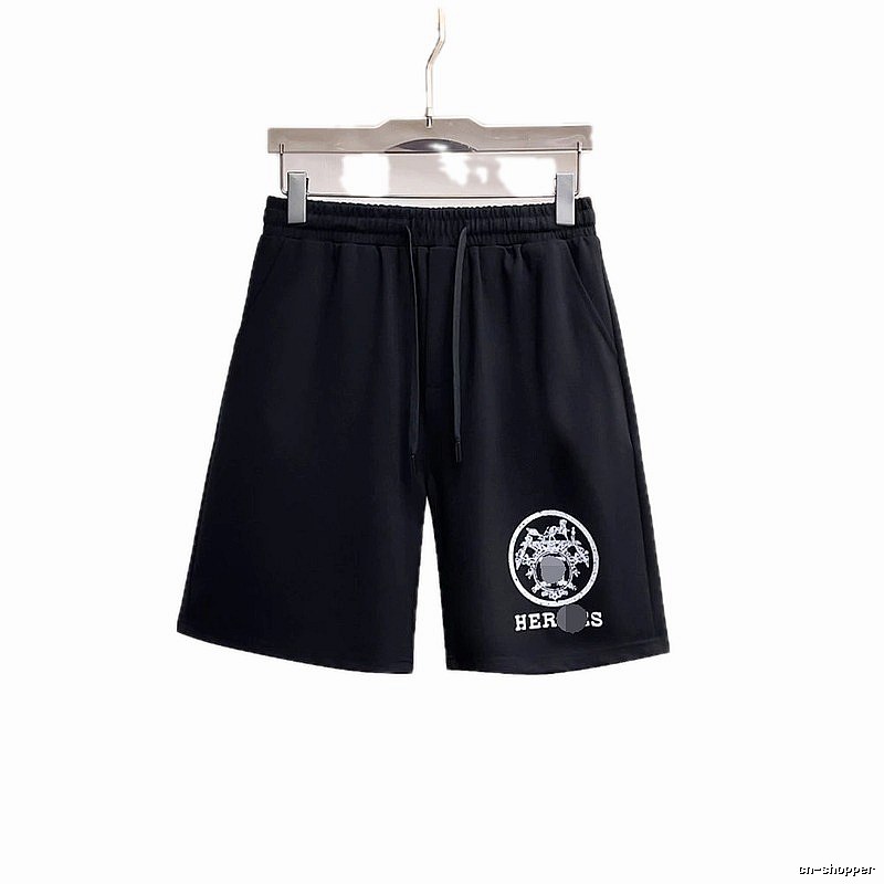 Hermès Logo Print Casual Style Black Shorts