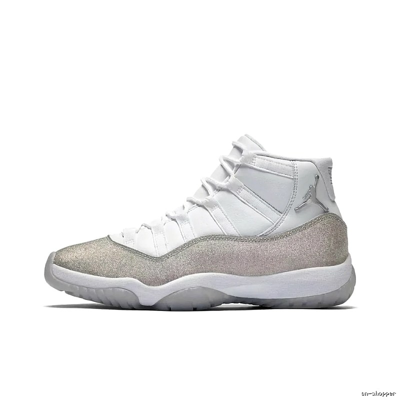 High-top silver-white Air Jordan 11 sneakers