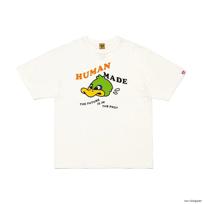 HUMAN MADE Green Duck Print Japanese Streetwear Off-white Short-sleeve T-shirt