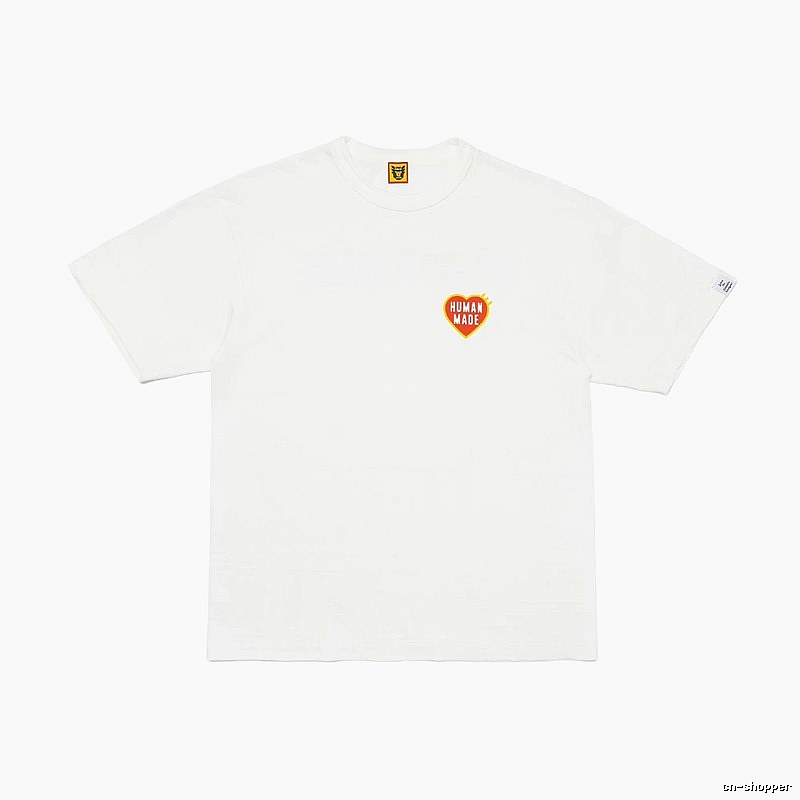 HUMAN MADE Heart Print Japanese Streetwear White T-Shirt