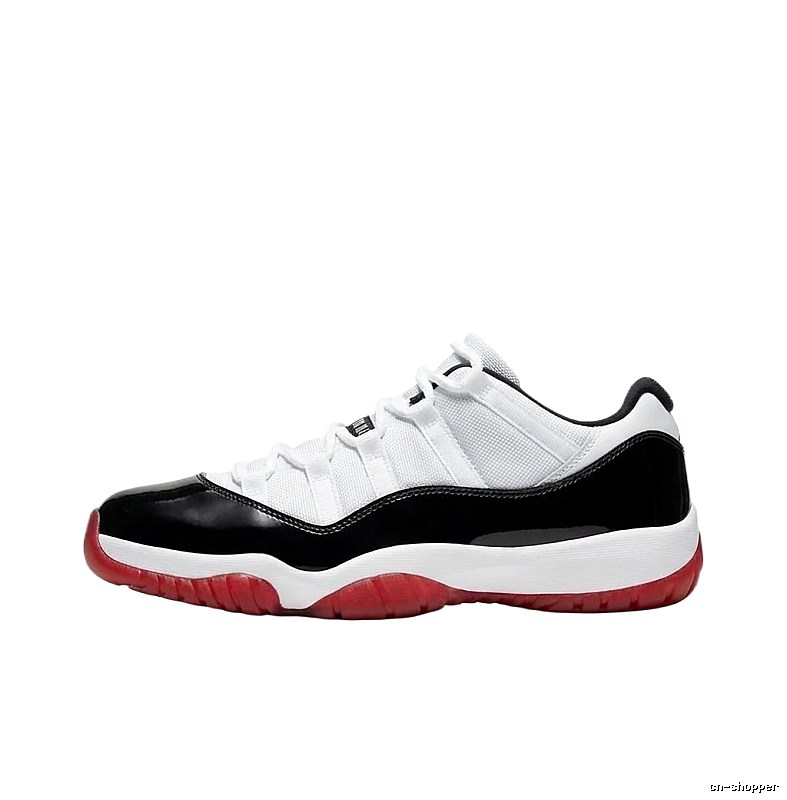 Jordan 11 black, white and red trendy shoes