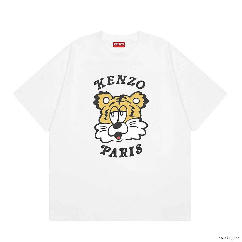 KENZO Tiger Head Casual Style White Short Sleeve T-Shirt