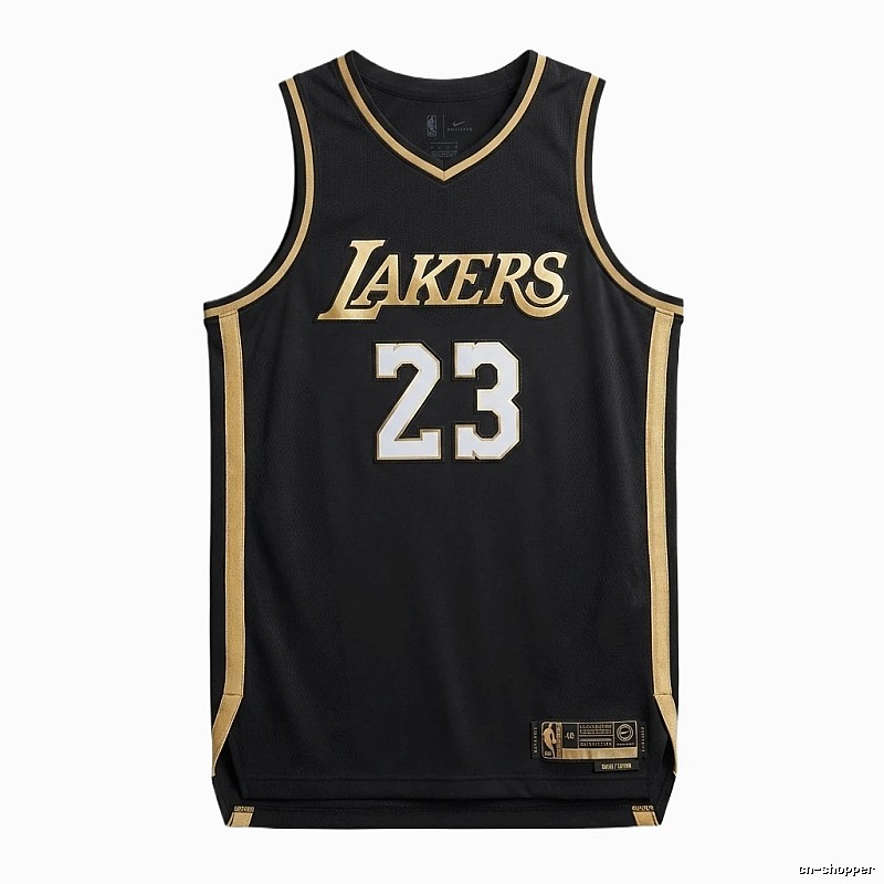 LBJ Lakers black and gold basketball uniform