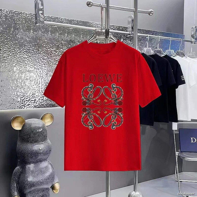 LOEWE Totem Print Vintage-Style Red T-Shirt