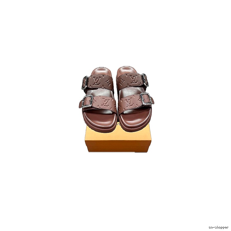 Louis Vuitton Classic Embossed Light Luxury Style Brown Slippers