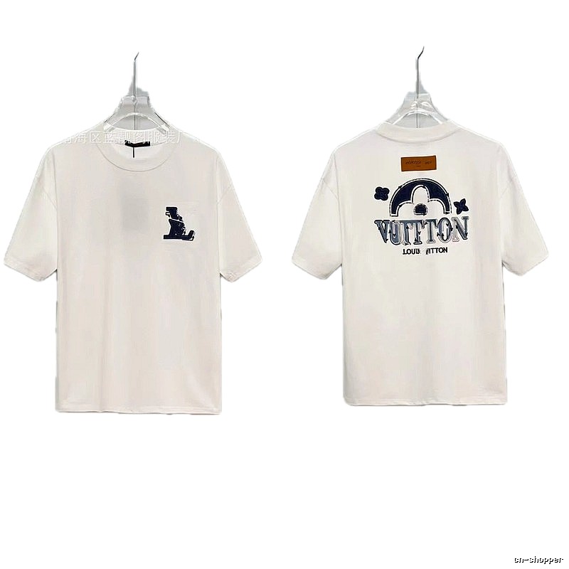 Louis Vuitton Embroidered Vintage-style White Short-sleeve T-shirt
