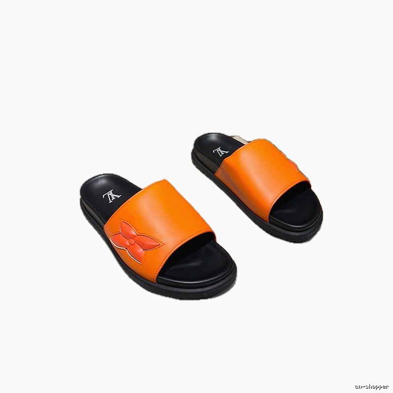 Louis Vuitton Monogram Casual Style Orange Slide Sandals