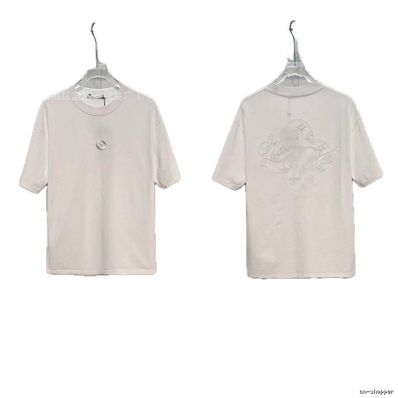 Louis Vuitton Monogram Embroidered Trendy Style White T-Shirt