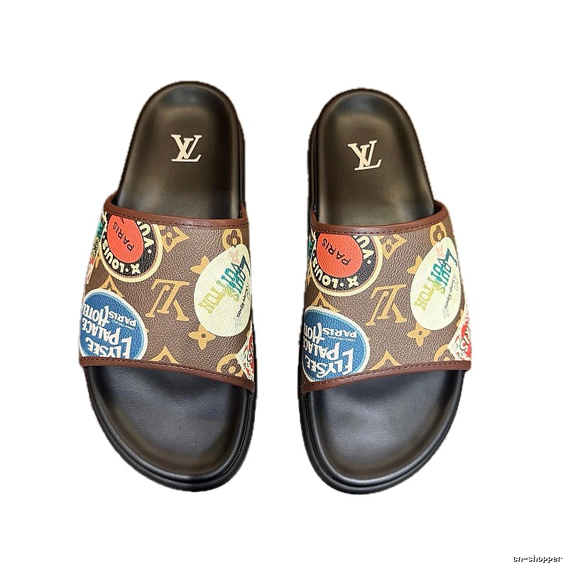 Louis Vuitton Patch Collection Vintage Style Brown Slides