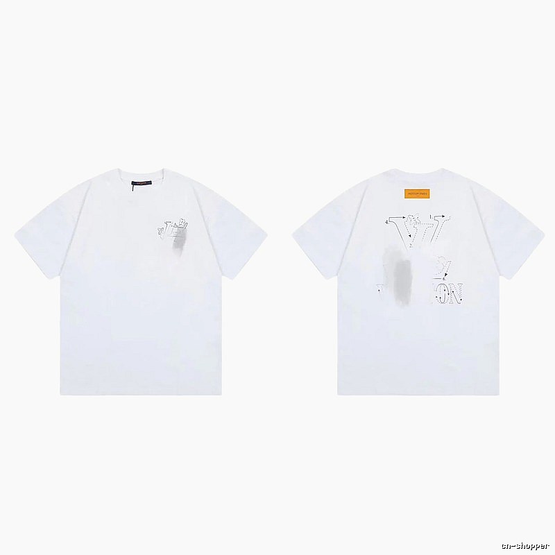 Louis Vuitton Trendy Line-drawing Style White Short-sleeve T-shirt