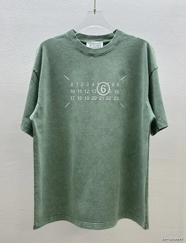 Maison Margiela MM6 Distressed Vintage Grey-green Short-sleeve T-shirt