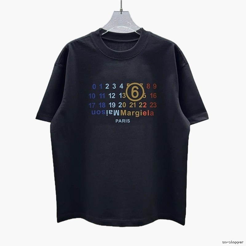 Maison Margiela MM6 Numeric Print Edgy Black Short-sleeve T-shirt