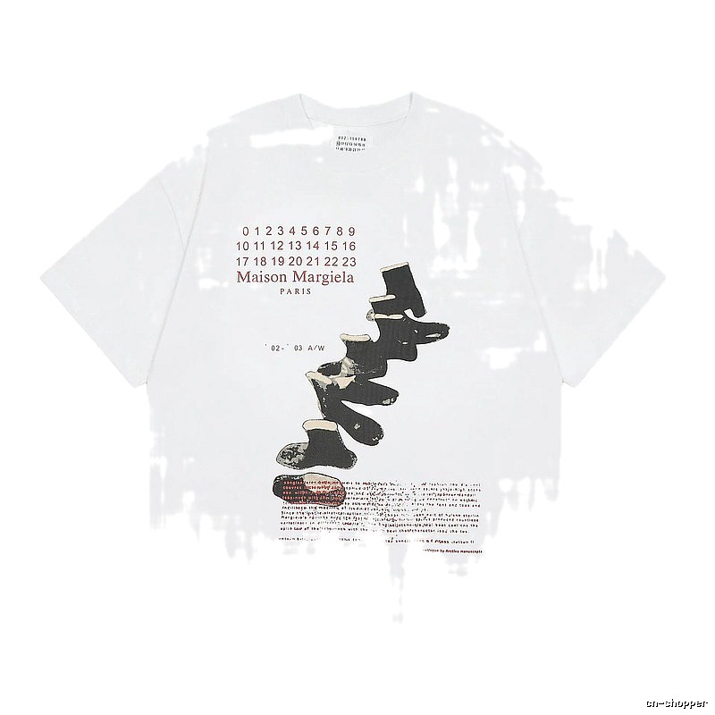 Maison Margiela Printed Vintage Style White T-Shirt