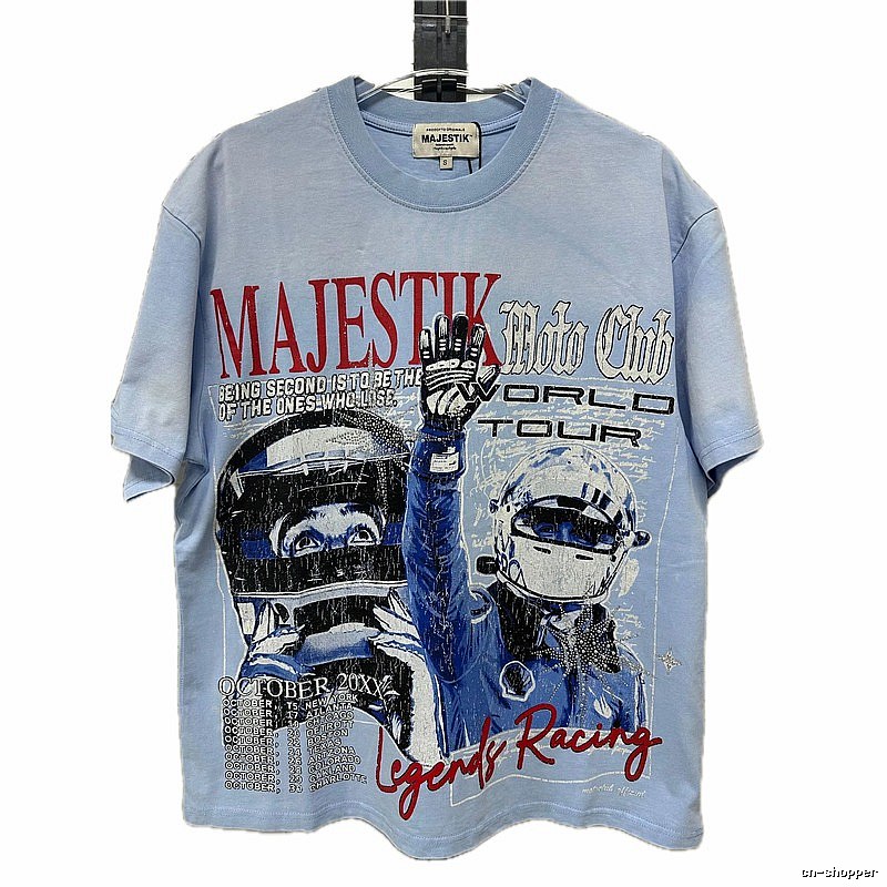 MAJESTIK Racing Vintage Style Light Blue T-Shirt