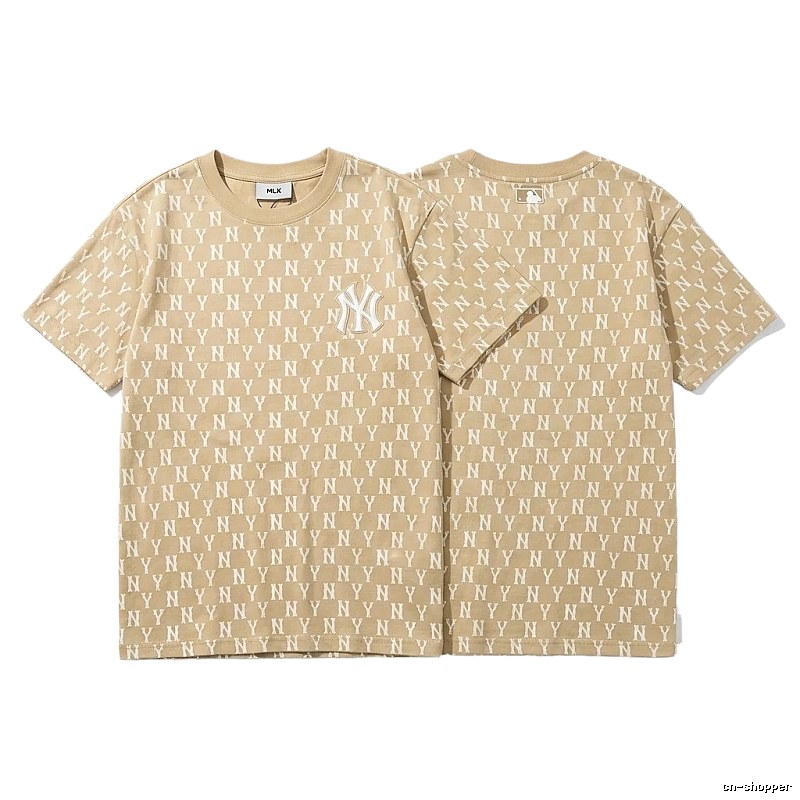 MLB Full Print Fashion Khaki Short-sleeve Shirt