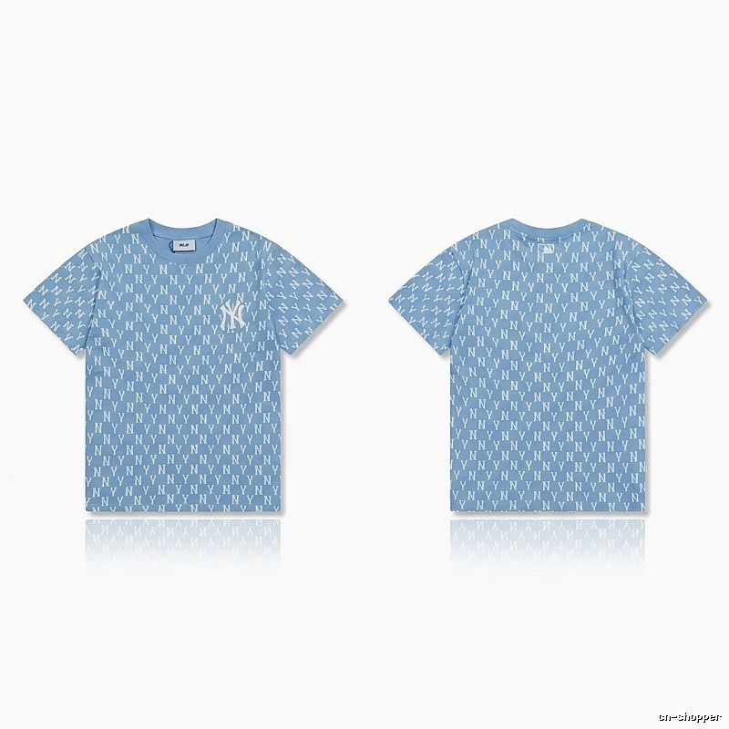 MLB full - print style light blue T - shirt