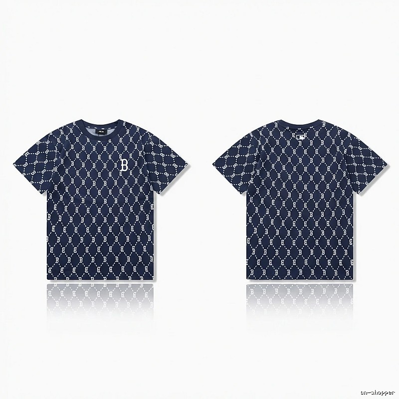 MLB full - printed style navy blue T - shirt