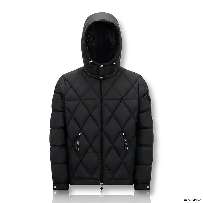 Moncler diamond-check trendy and cool style black down jacket