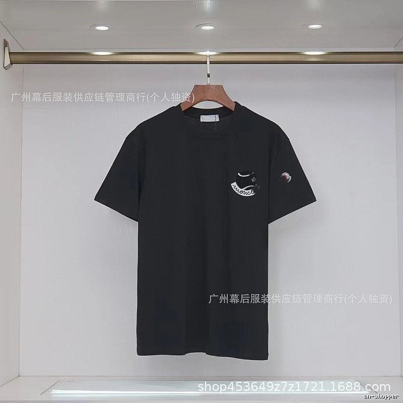 Moncler Embroidered Casual Black Short-sleeve T-shirt