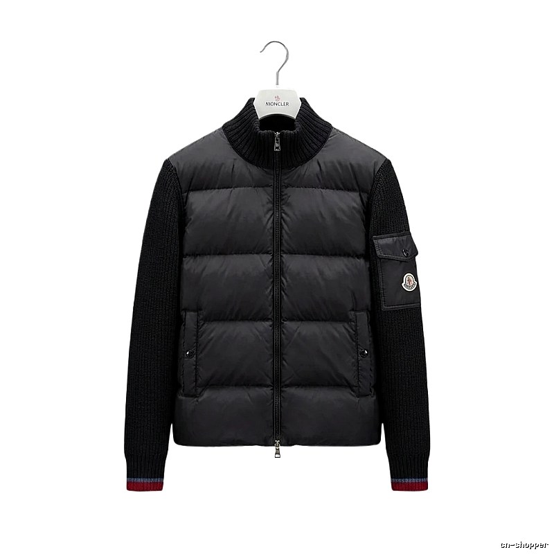 Moncler knitted and spliced black down jacket