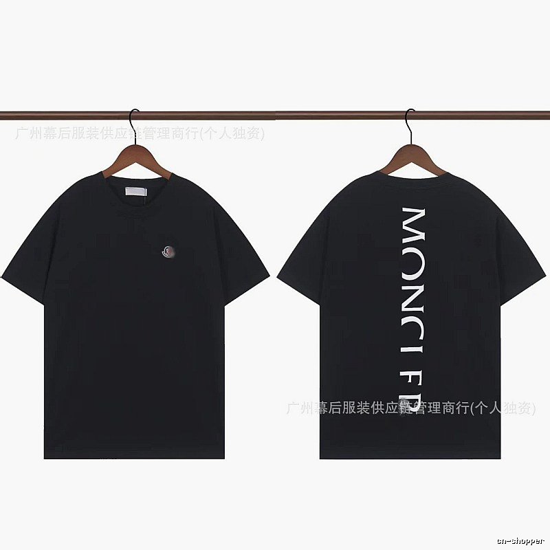 Moncler Letter Print Casual Style Black T-Shirt