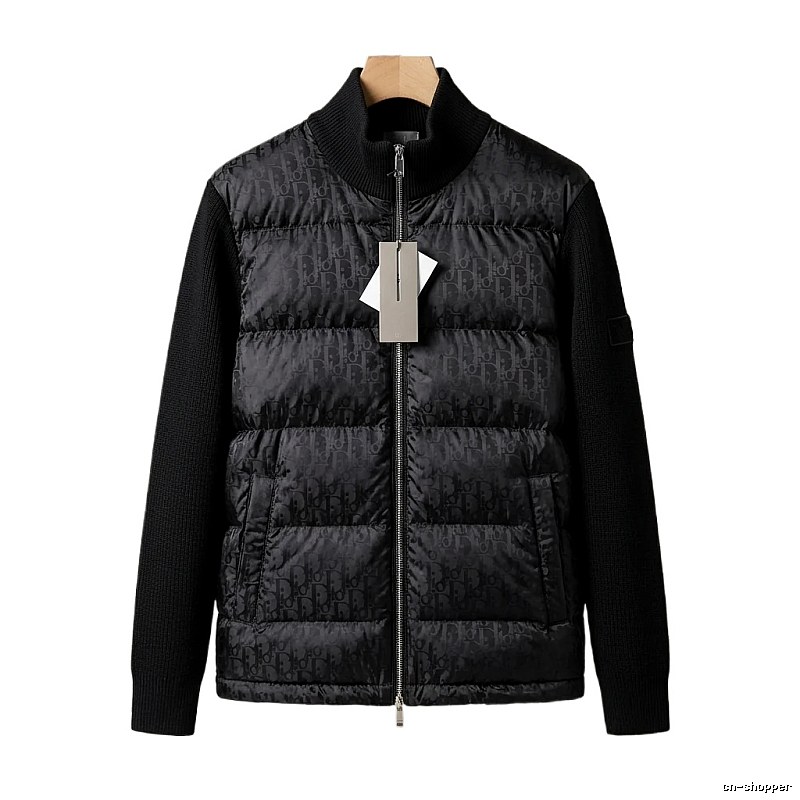Moncler letter - printed black down jacket