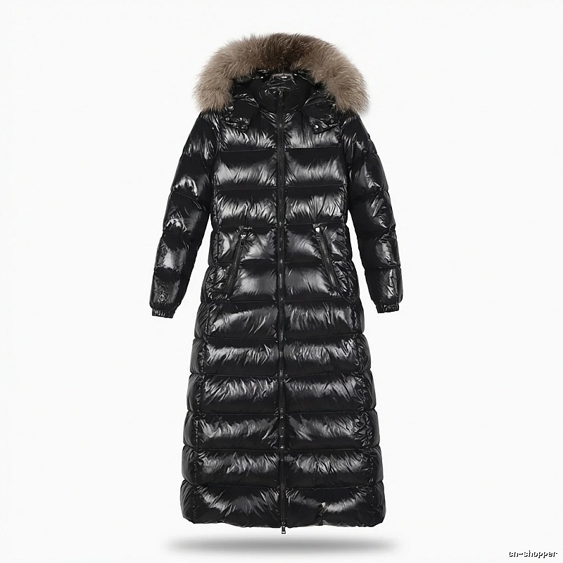 Moncler long shiny black down jacket