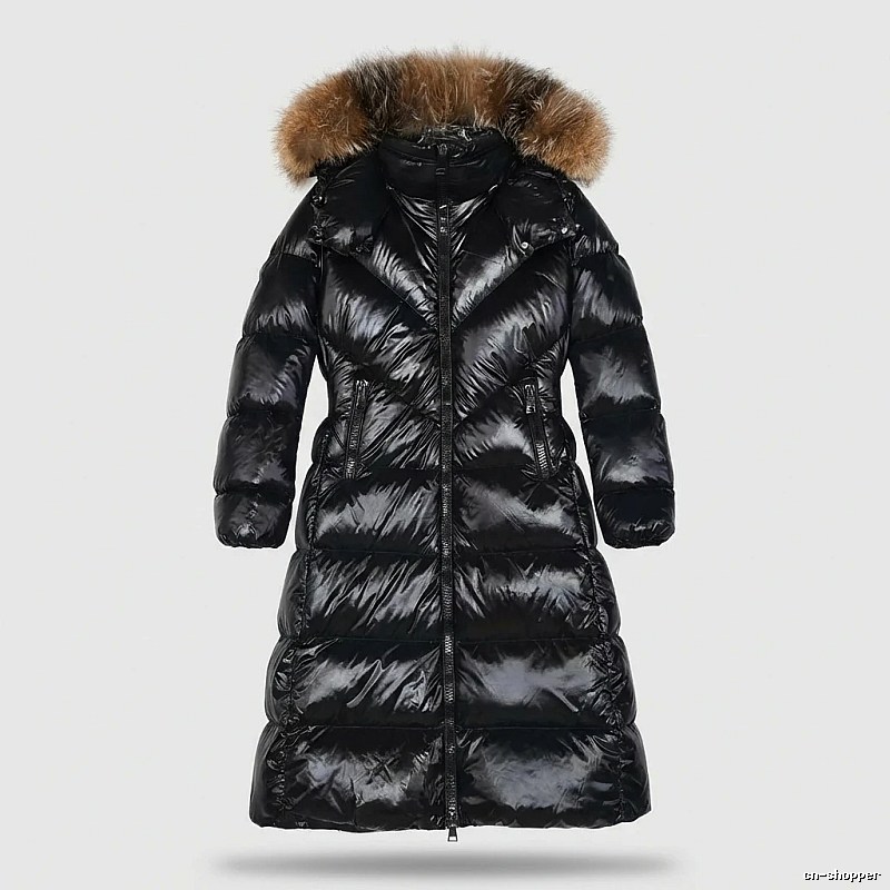 Moncler long stylish black down jacket