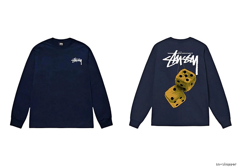 Navy long-sleeved shirt with Stussy dice print