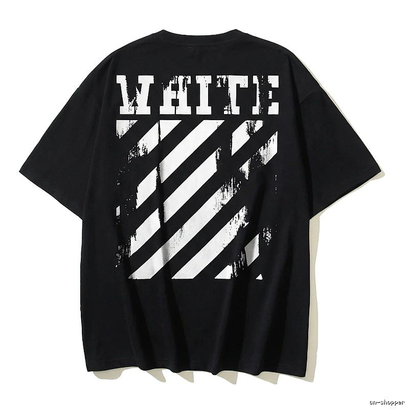 Off-White striped-style black T-shirt