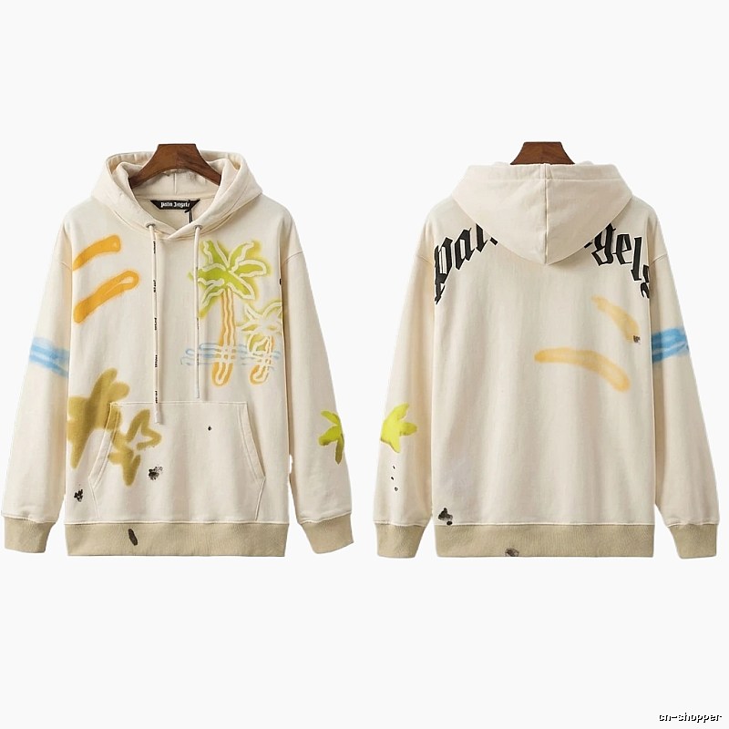 Palm Angels Graffiti Style White Hoodie