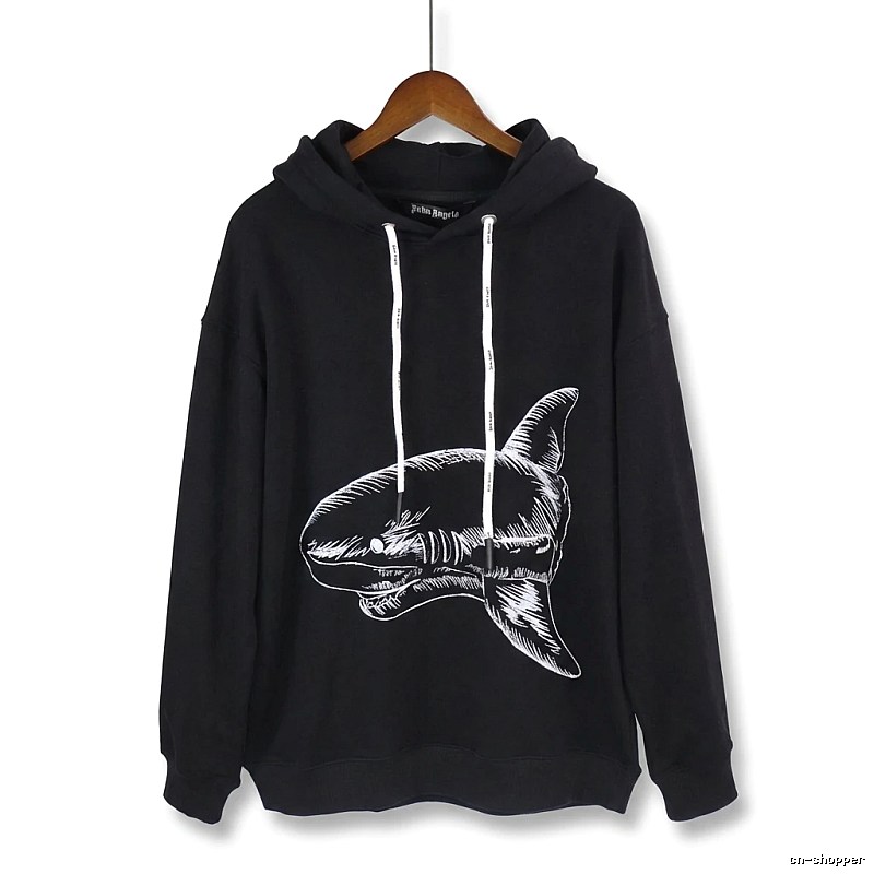 Palm Angels Shark Print Black Hoodie