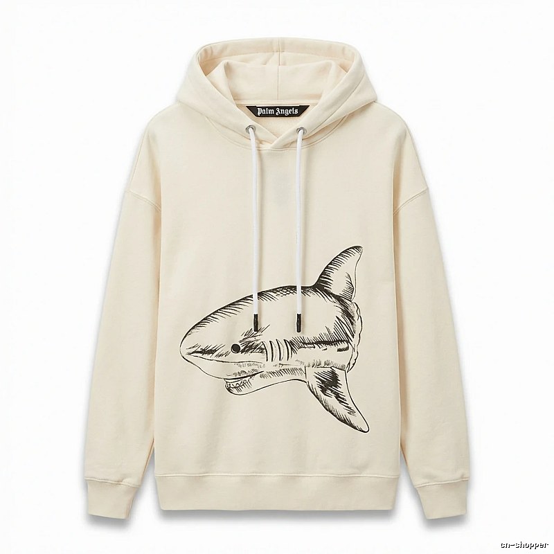 Palm Angels Shark Series Simple Style Beige Hoodie
