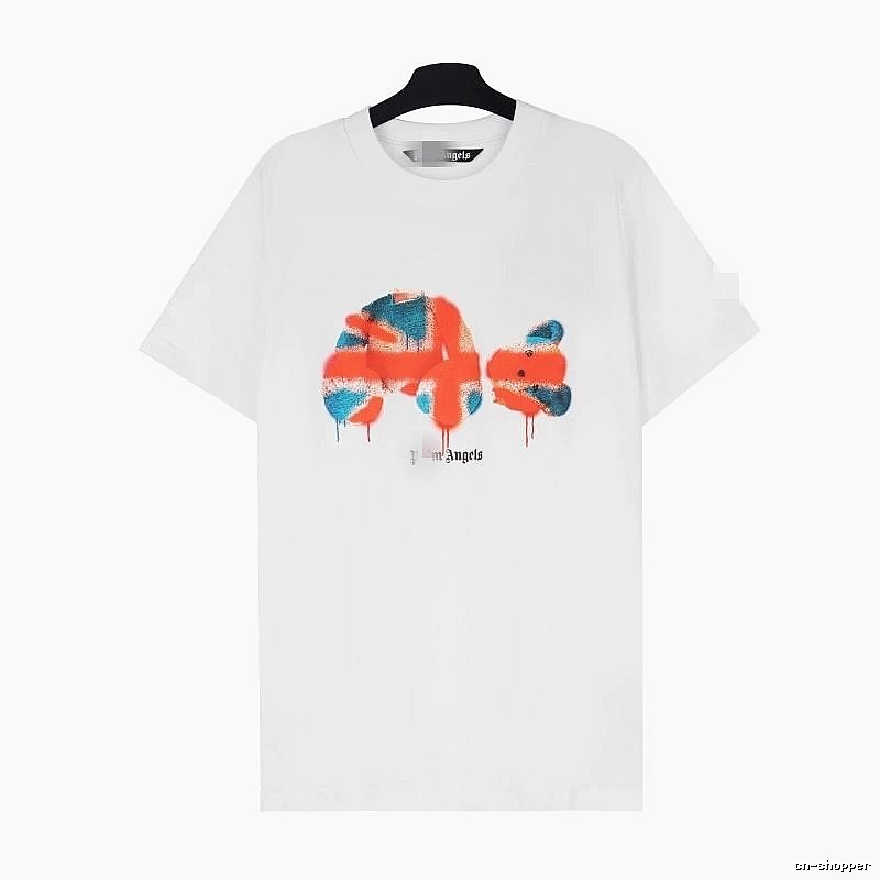 Palm Angels Travel Bear graphic T-shirt White Colorful Bear with Modern Look