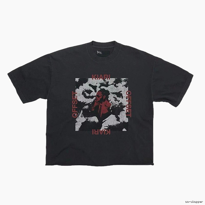 Paly Hollywood Portrait Print Street Style Black T-Shirt