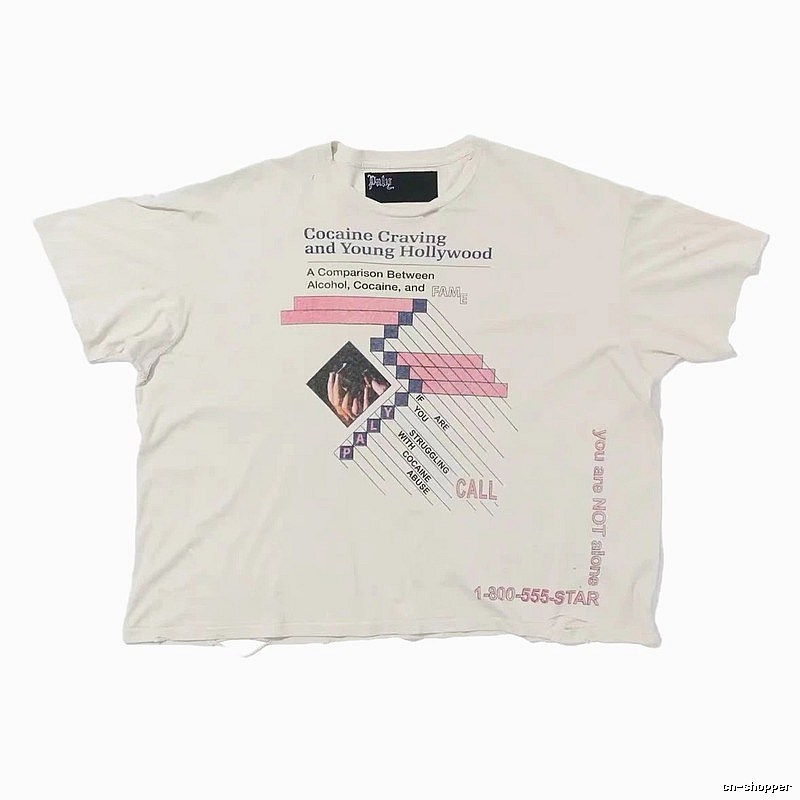 Paly Hollywood Printed Vintage Off-white Short Sleeve T-shirt