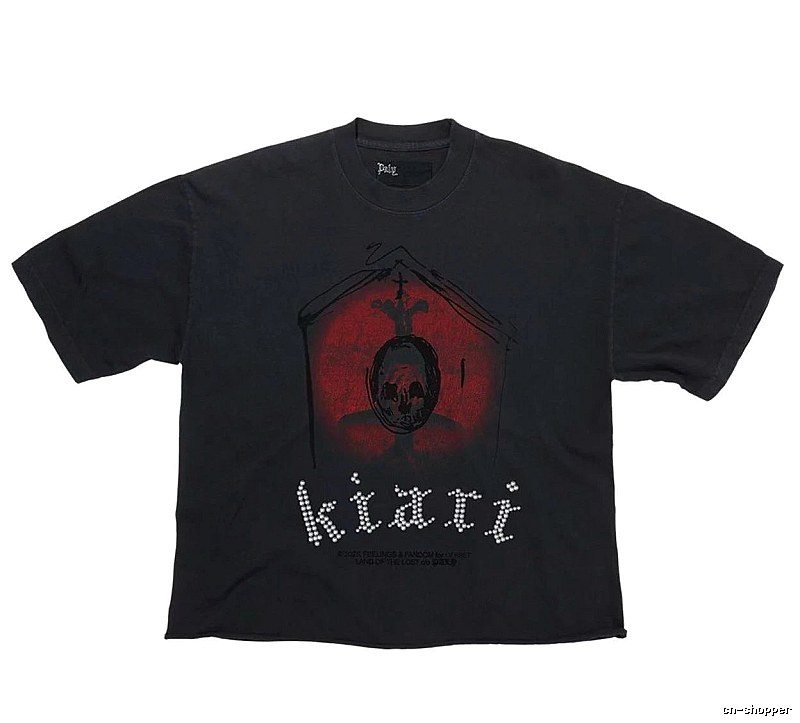 Paly Hollywood Skull Dark Distressed Black T-Shirt
