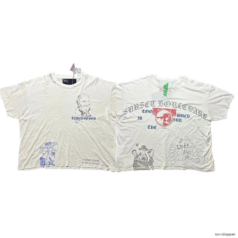 Paly Hollywood Sunset Collection Vintage Distressed Off-white T-shirt