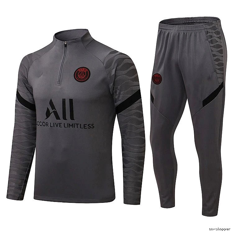 Paris Saint-Germain 2021-22 Gray Training Tracksuit Set Commuter Look