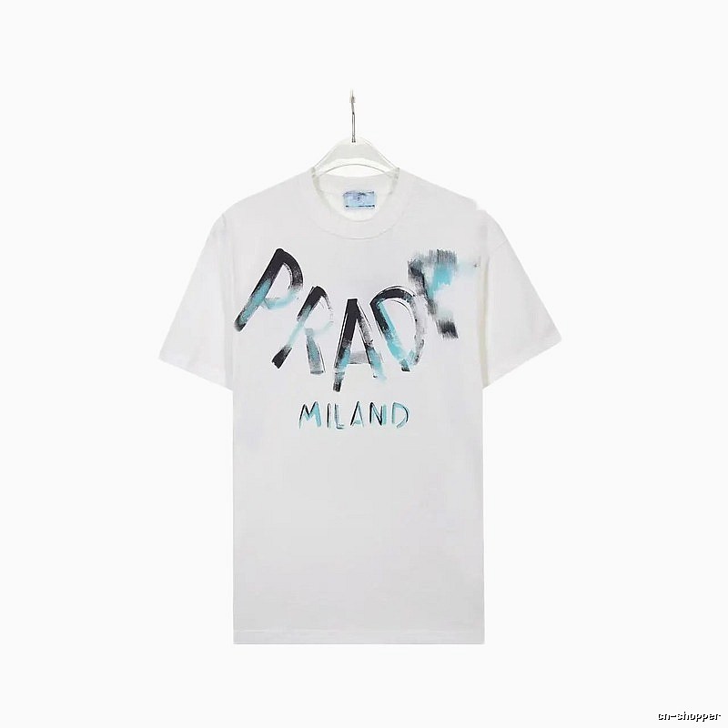 Prada Graffiti Street Style White Short-sleeve T-shirt