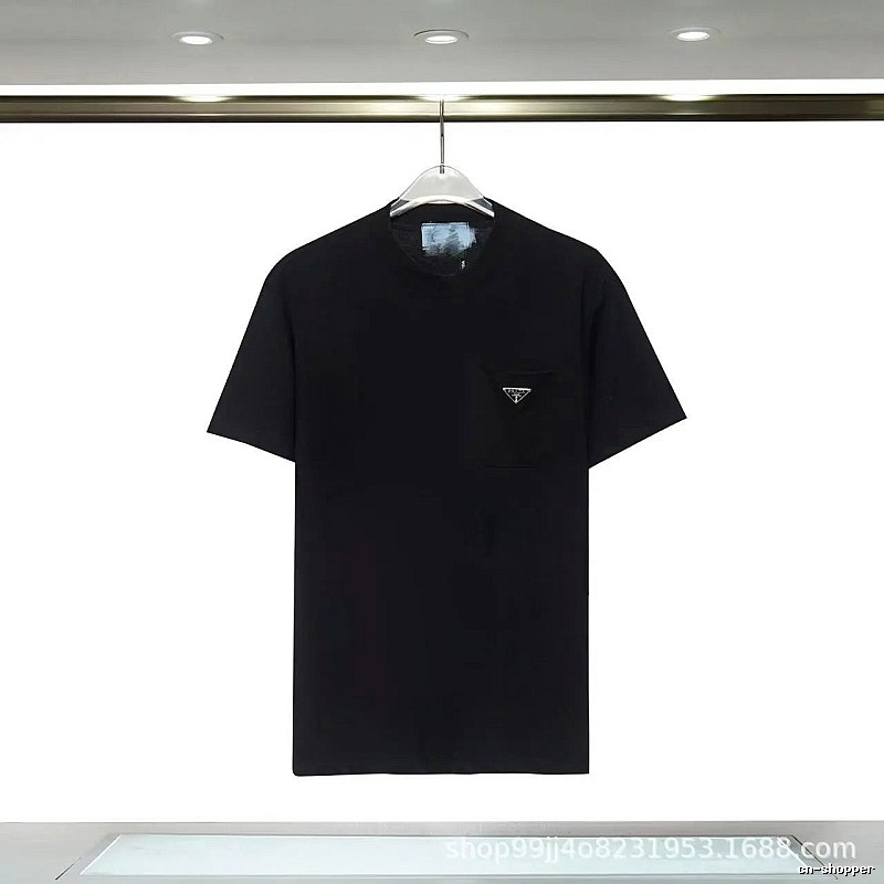 Prada Triangle Logo Minimalist Style Black Short-sleeve T-shirt