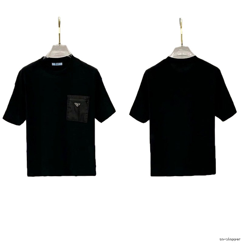 Prada Triangle Logo Minimalist Style Black Short-sleeve T-shirt