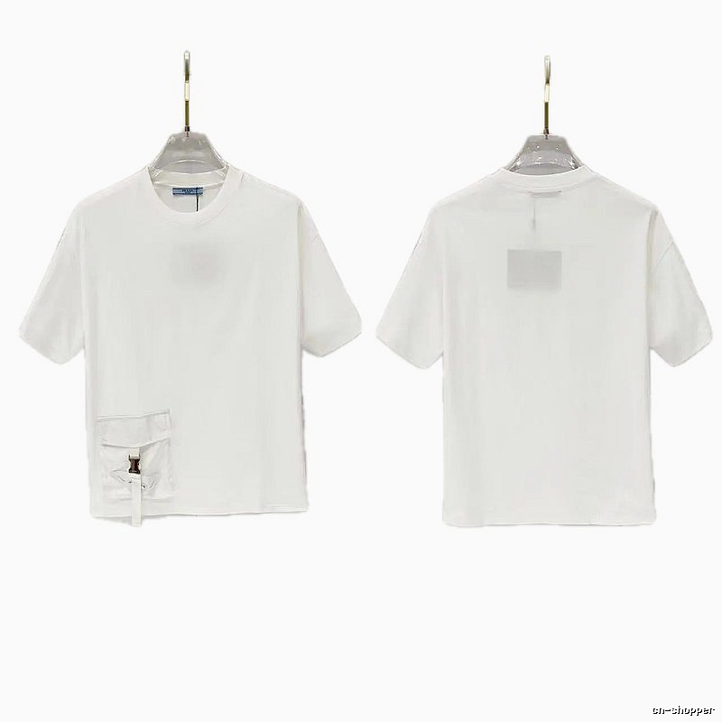 Prada Triangle Logo Minimalist Style White Short-sleeve T-shirt