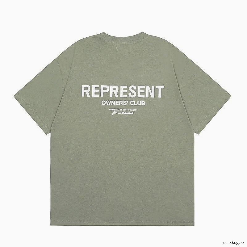 Represent Army Green Style 868 Owners Club T-Shirt Signature Detail Logo
