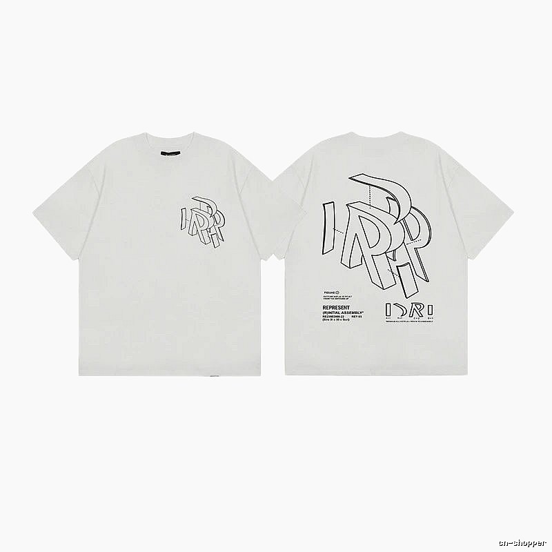 Represent Geometric Print Street-style Off-white T-shirt